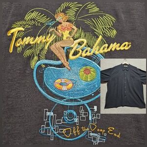 Tommy Bahama " Off the Deep End " Silk Button Up‎ Shirt, Men's XXL, Embroidered